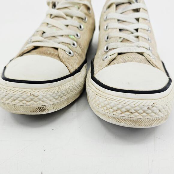 Converse All Star Ivory Iridescent Rainbow Glitter Sneakers Sneaker Shoe 9 - Picture 3 of 10